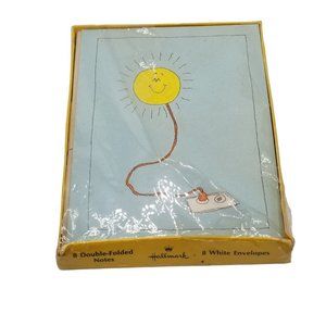 Vtg Hallmark Note Cards 8 Double Folded Notes & Envelopes Sunshine Plugged In